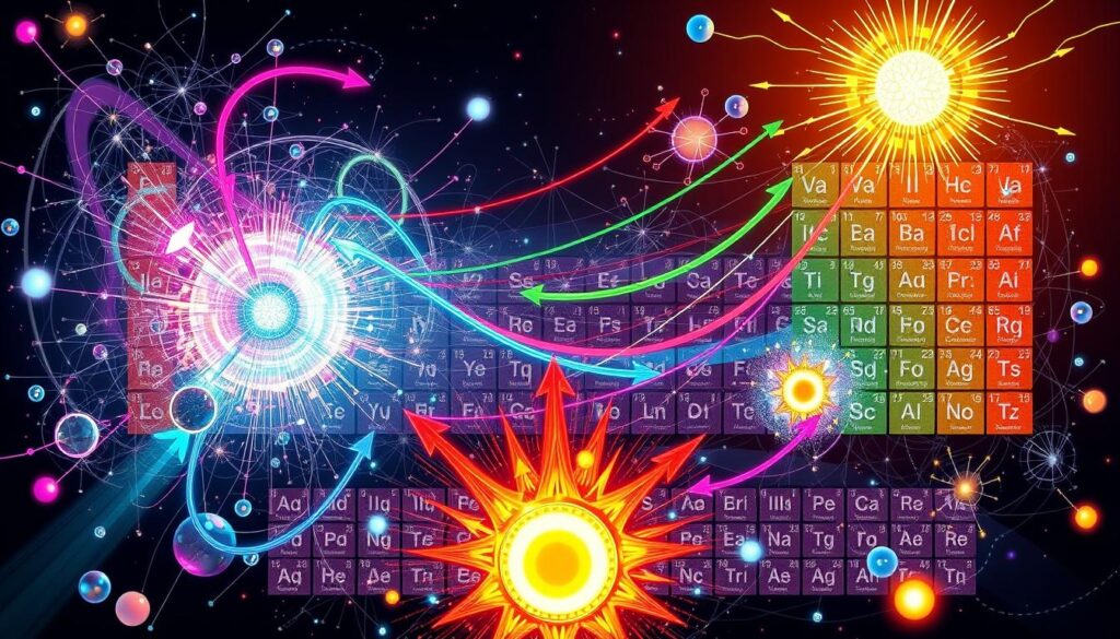 Periodic trends including atomic radius, ionization energy, and electronegativity