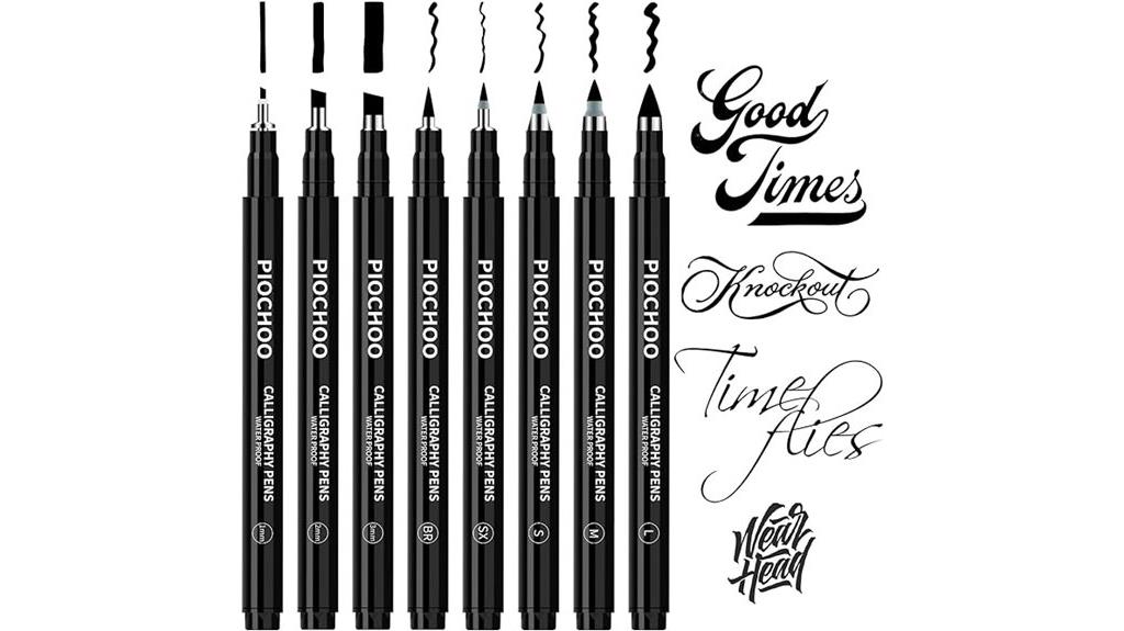 8 size calligraphy pen set