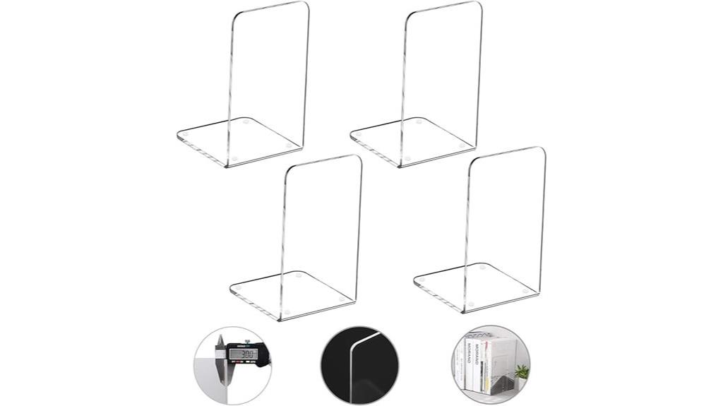 acrylic shelf book ends