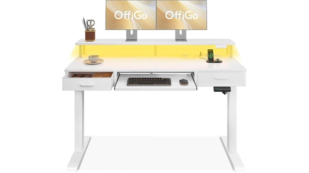 adjustable desk with storage