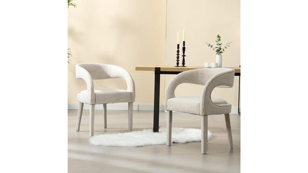 beige fabric dining chairs