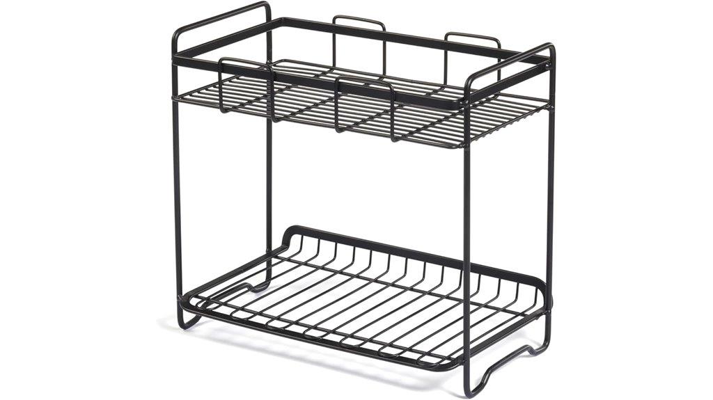 black 2 tier metal rack
