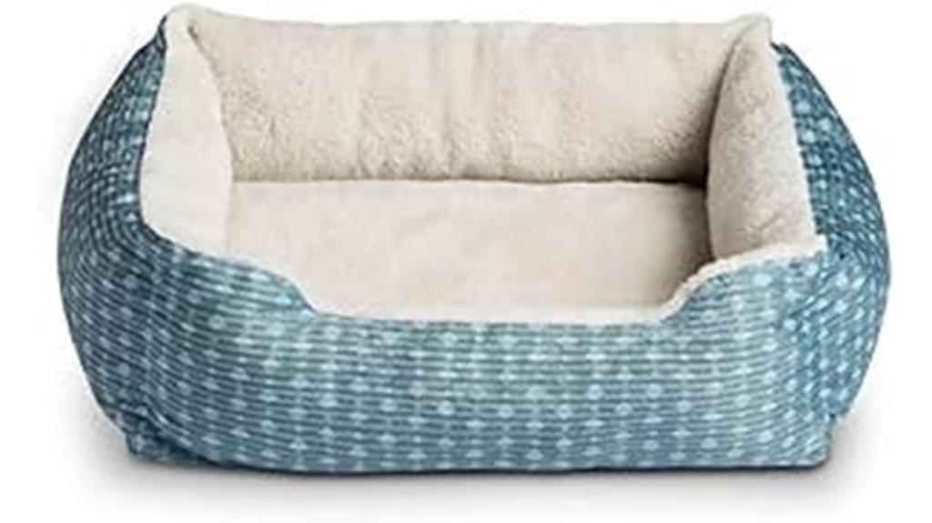 blue polka dot plush bed
