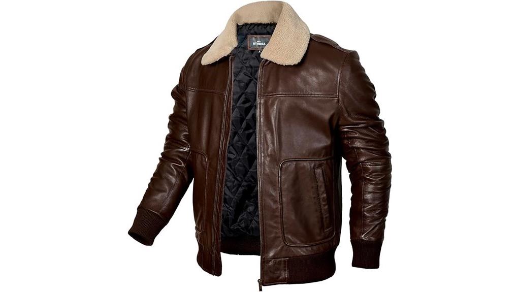 brown lambskin bomber