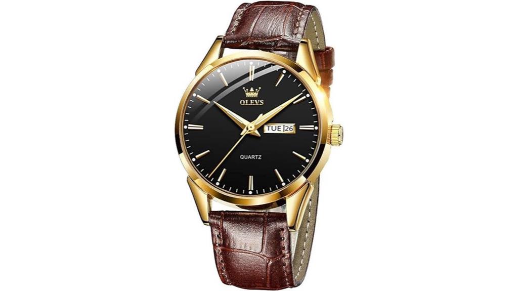 casual leather analog watch