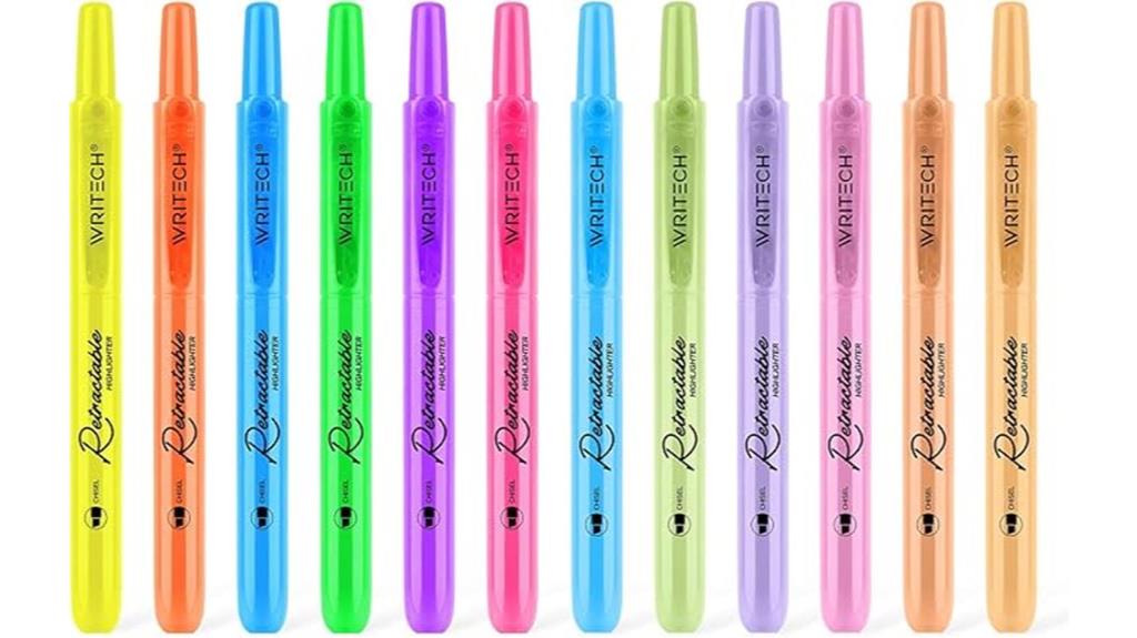 colorful retractable highlighters