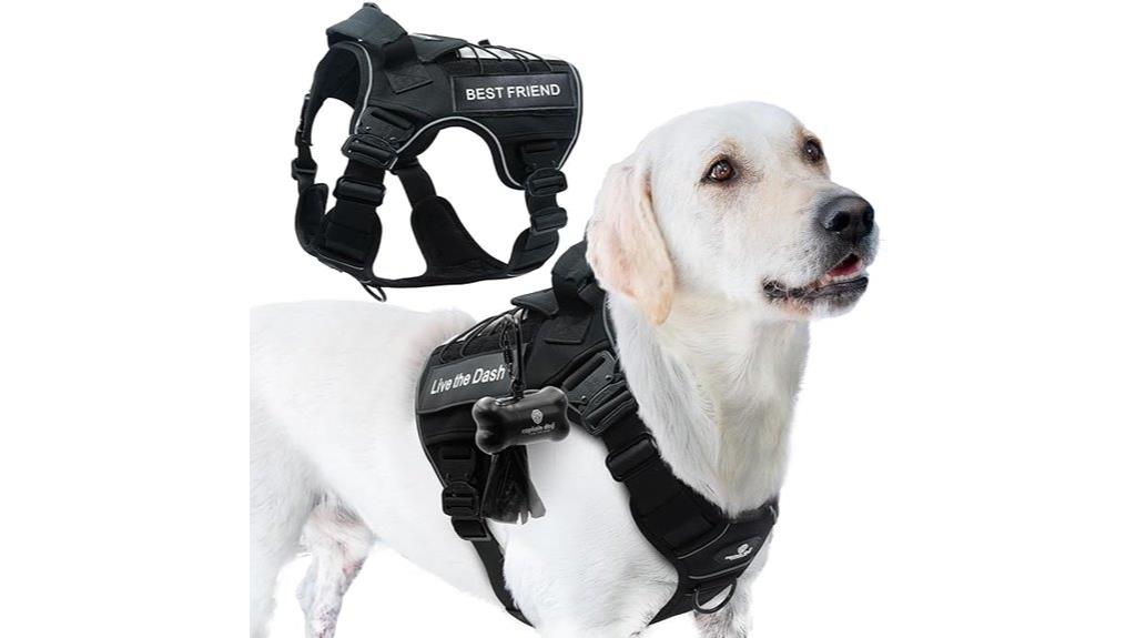 durable medium harness with metal buckles
