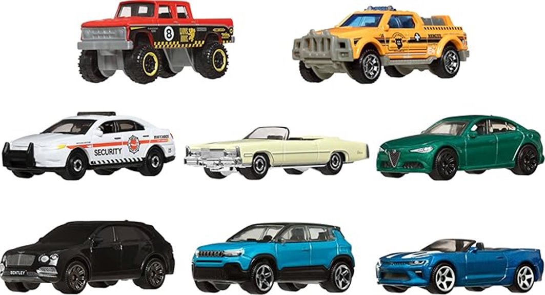 eight die cast toy vehicles