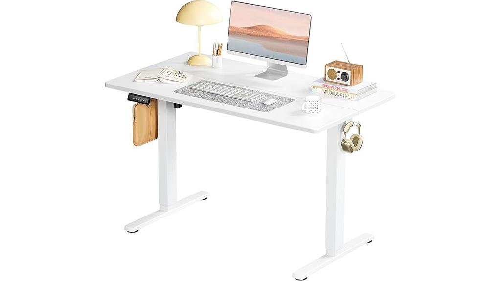 electric white adjustable desk