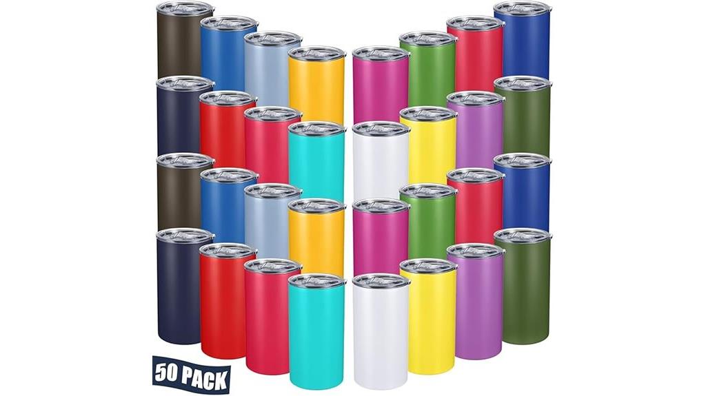 fifty stainless steel tumblers