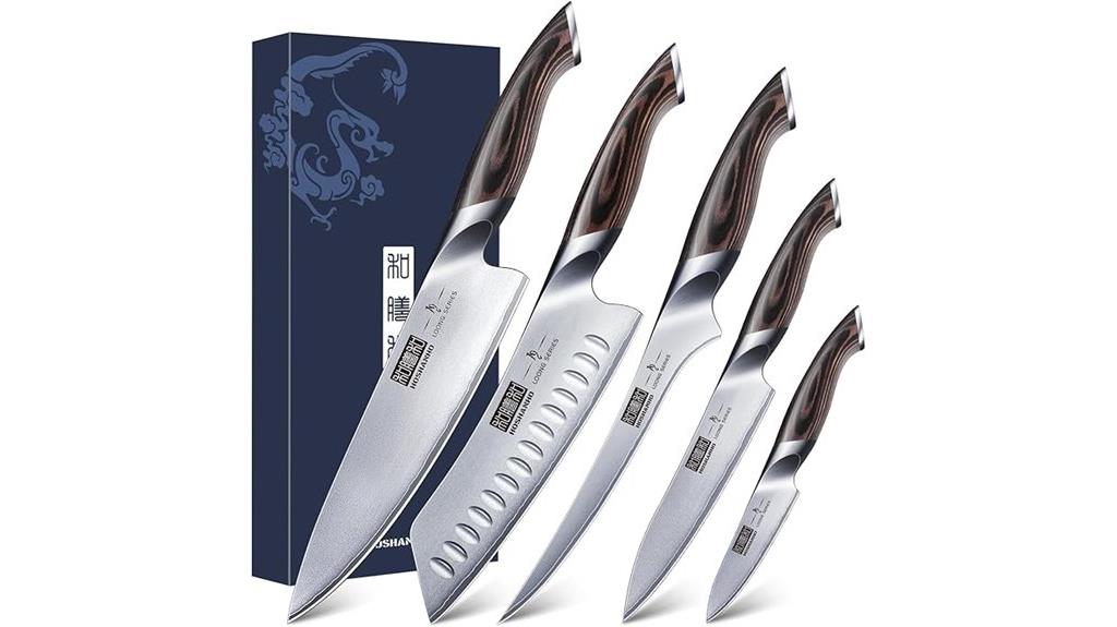 five piece stainless knives