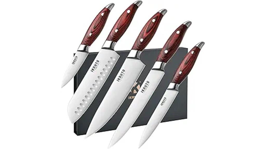 five piece stainless steel knives