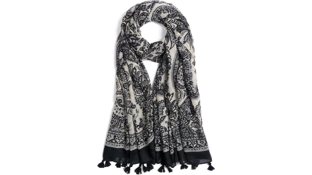 floral leopard fringe scarf