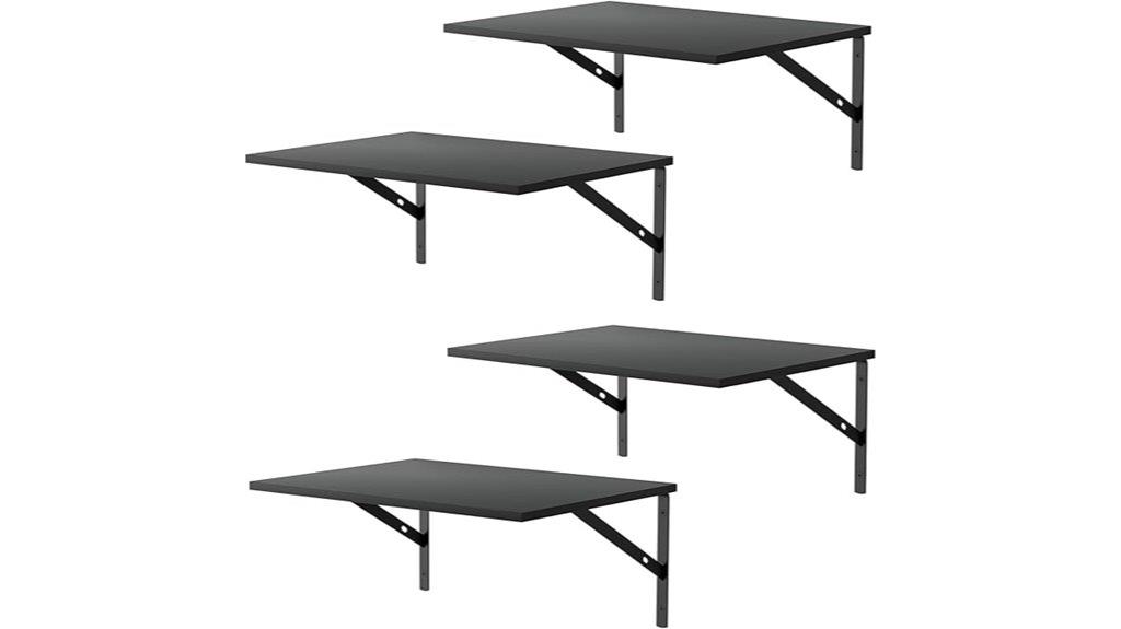 four black floating shelves