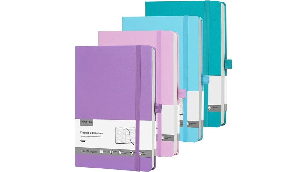 four notebooks for writing