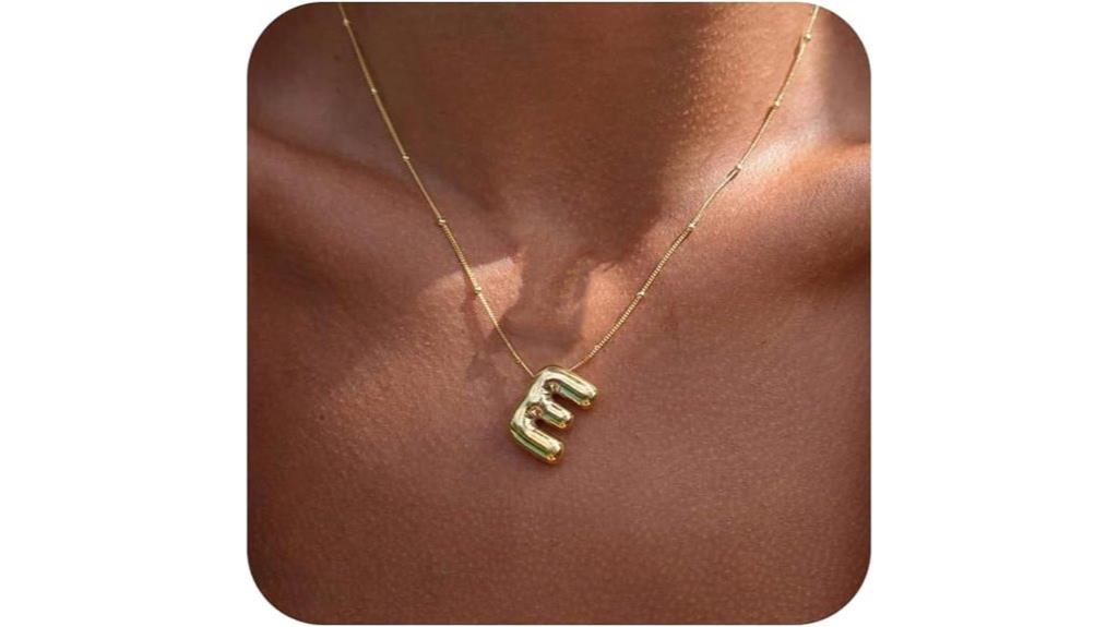 gold bubble letter necklace