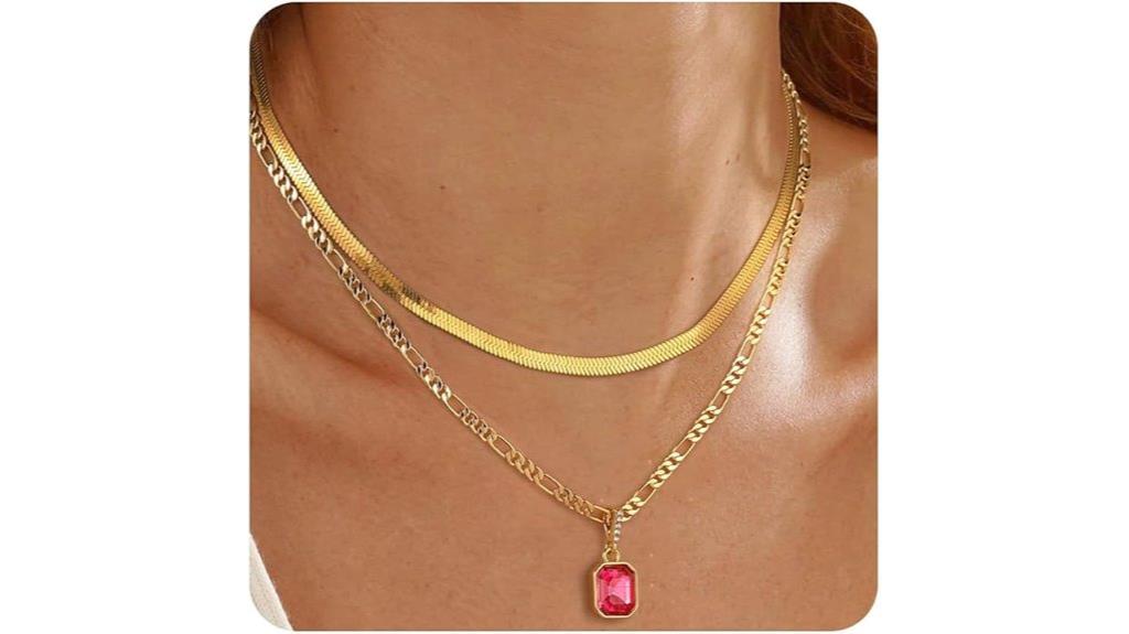 gold crystal layered necklace