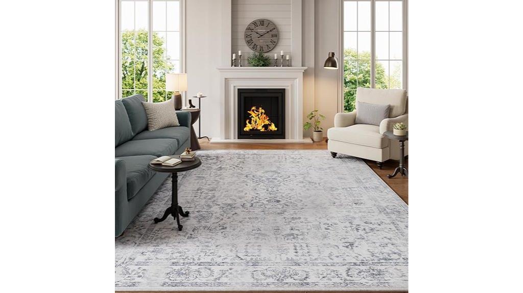gray vintage washable rug