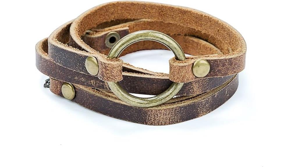 leather 5 wrap adjustable bracelet