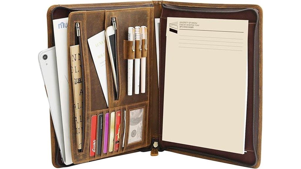 leather zipper portfolio