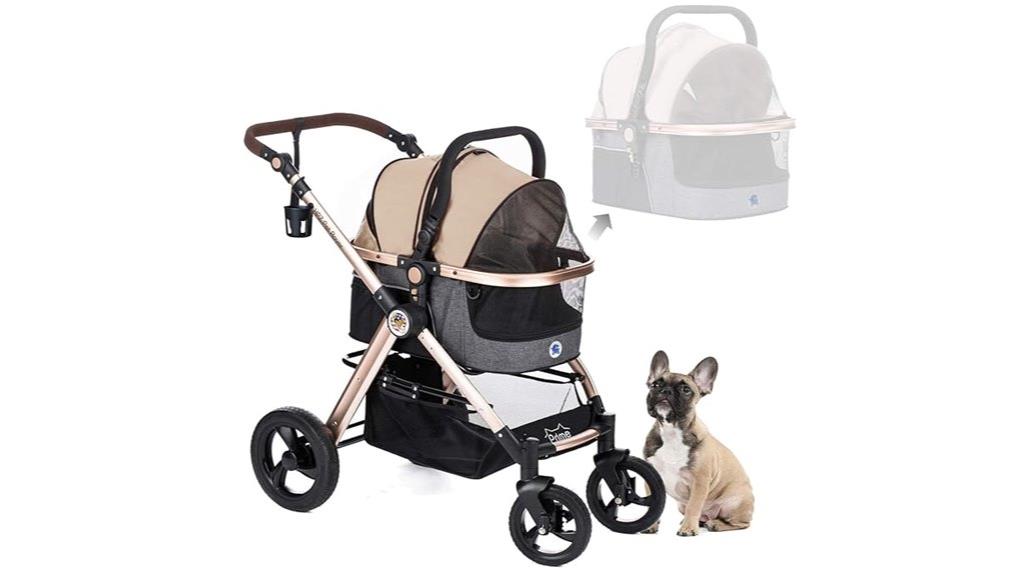 luxury taupe pet stroller