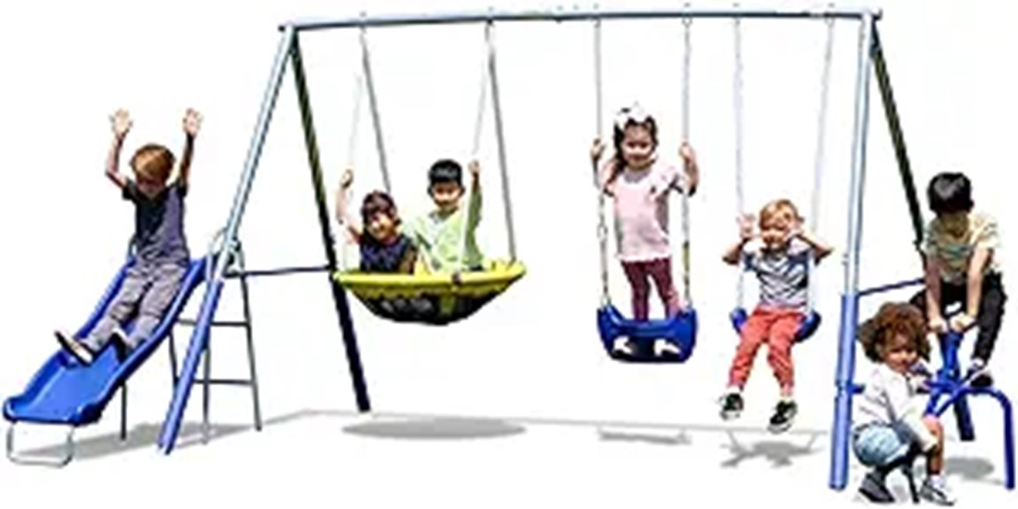 metal swing set with accessories