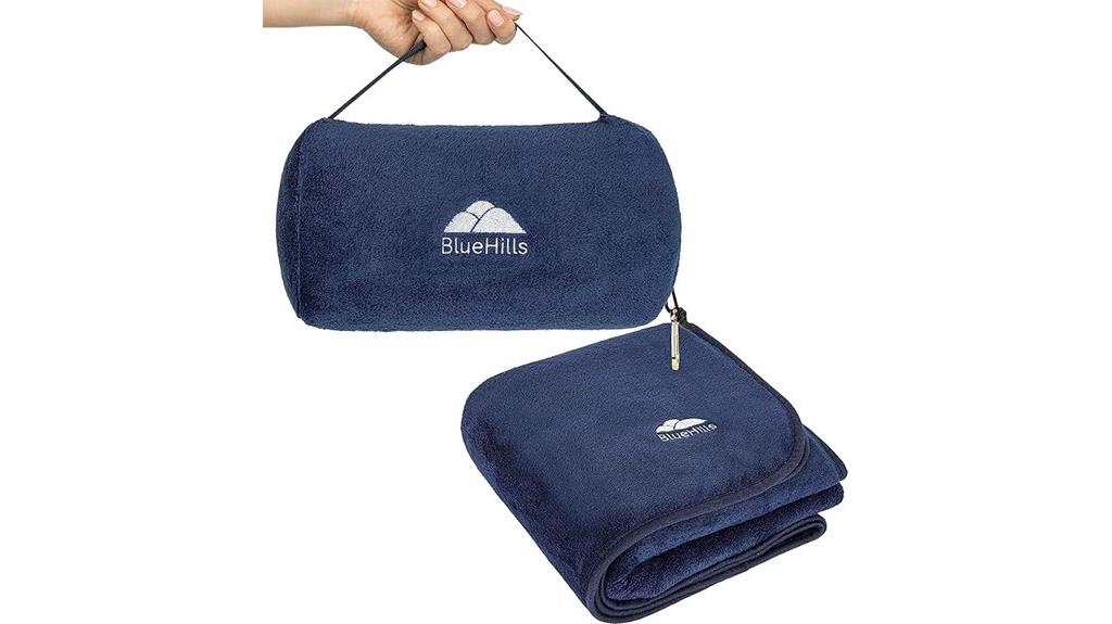 navy blue travel blanket
