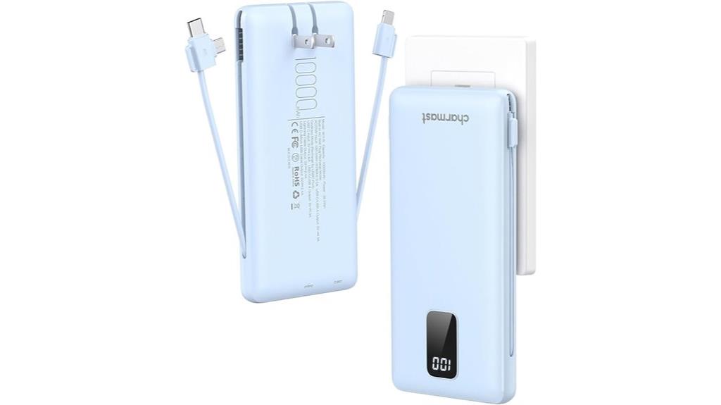 portable charger with cables