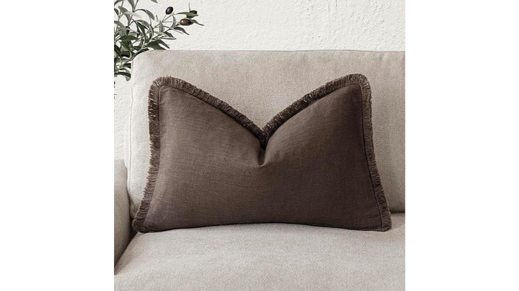 reddish brown linen pillow
