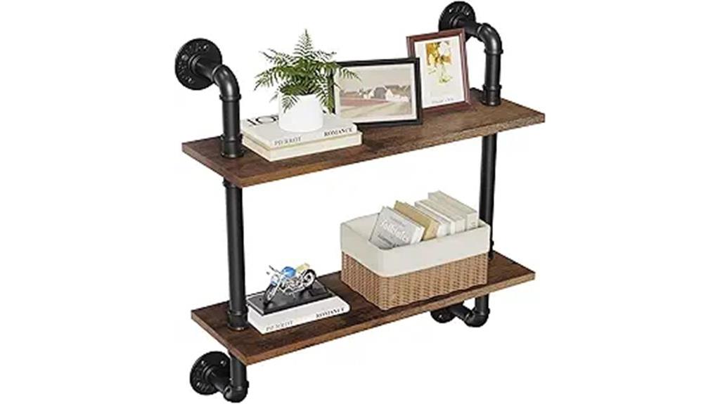 rustic two tier wall shelves