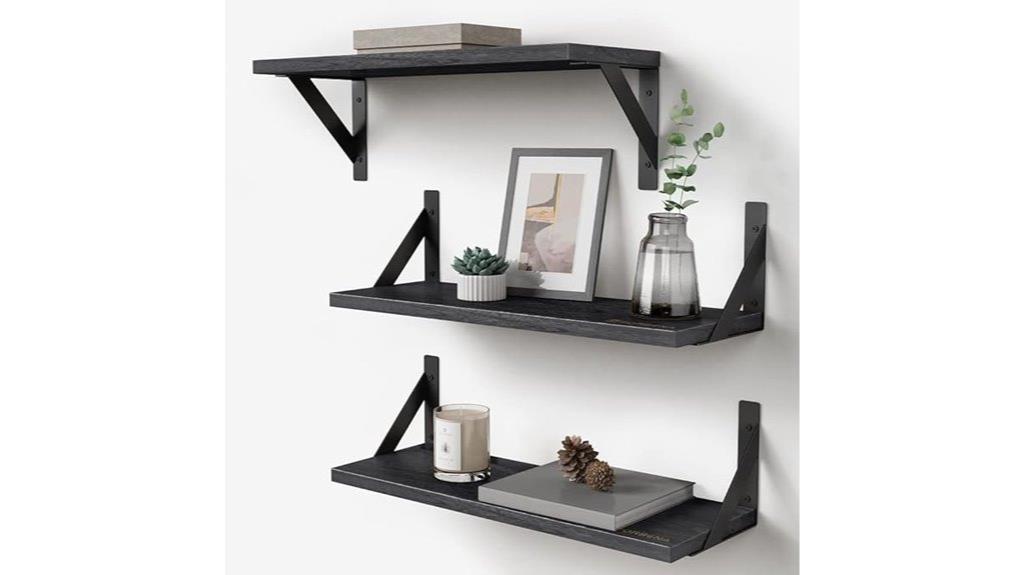 set of 3 black shelves