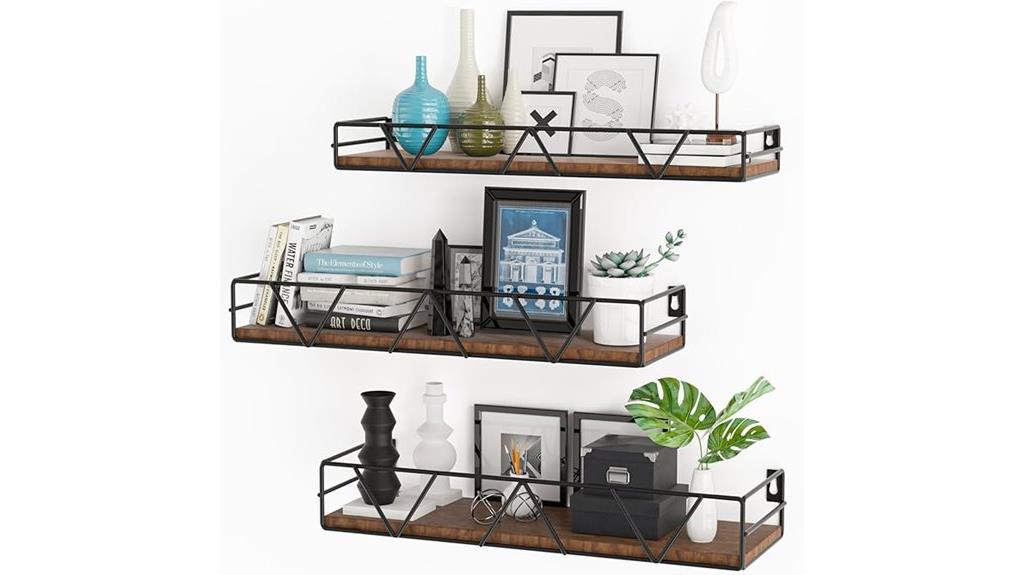 set of 3 wall mounted wooden shelves