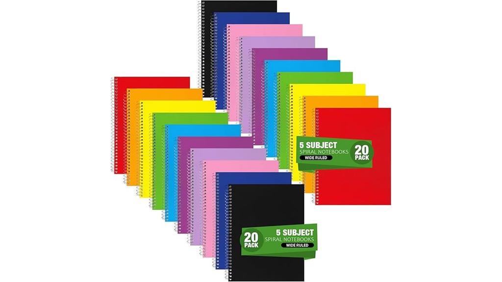 set of five notebooks
