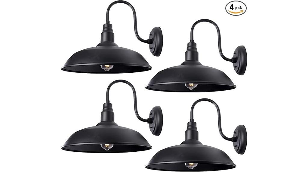 set of four black barn lights