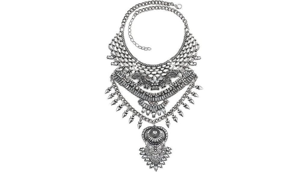 silver tassel boho necklace
