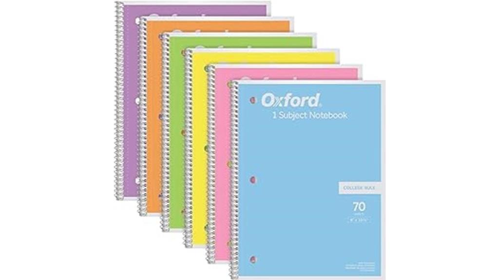 six pastel spiral notebooks