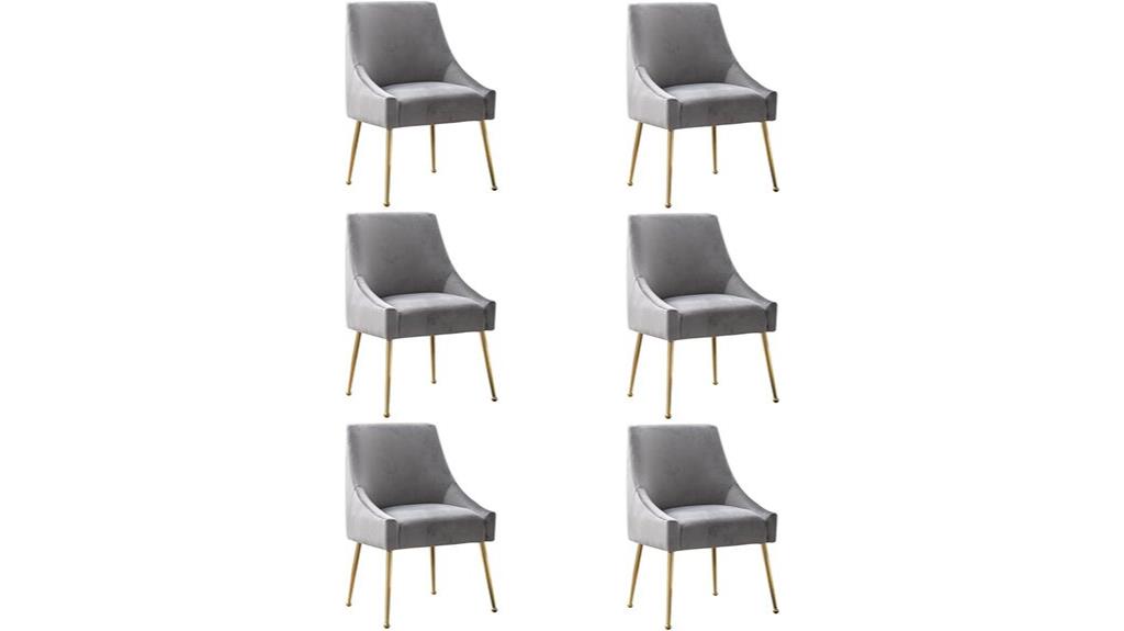 six velvet gold chairs
