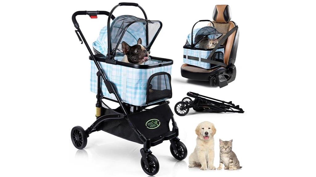 suspension collapsible pet stroller