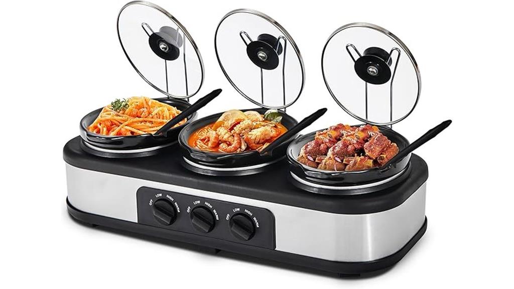 three tier adjustable slow cooker