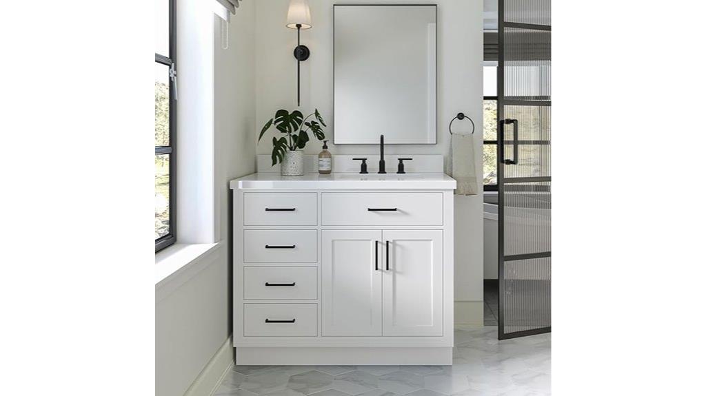 white 43 inch bathroom vanity