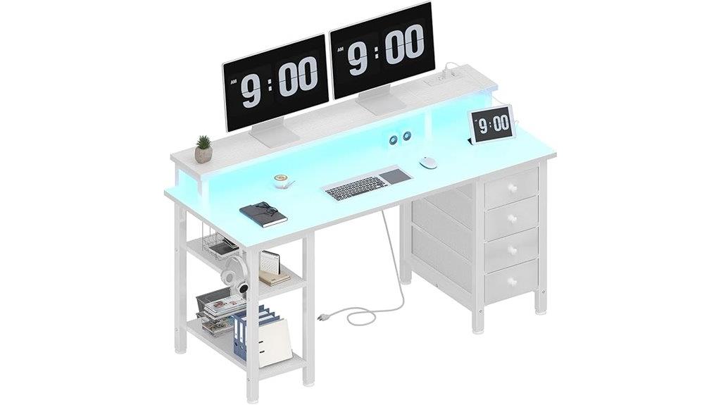white desk with monitor