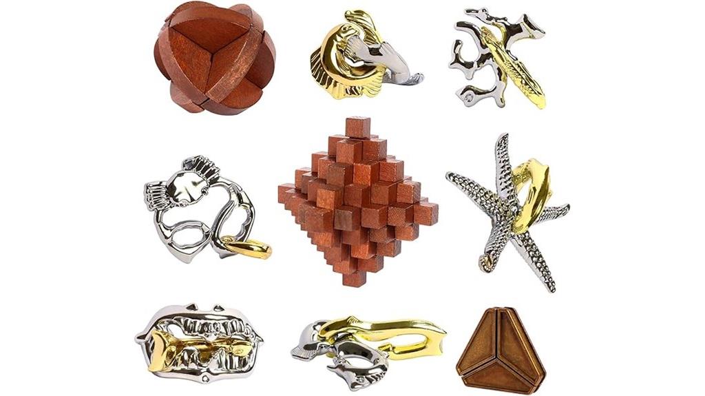 wooden metal puzzle set