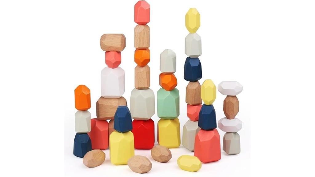wooden rocks building blocks