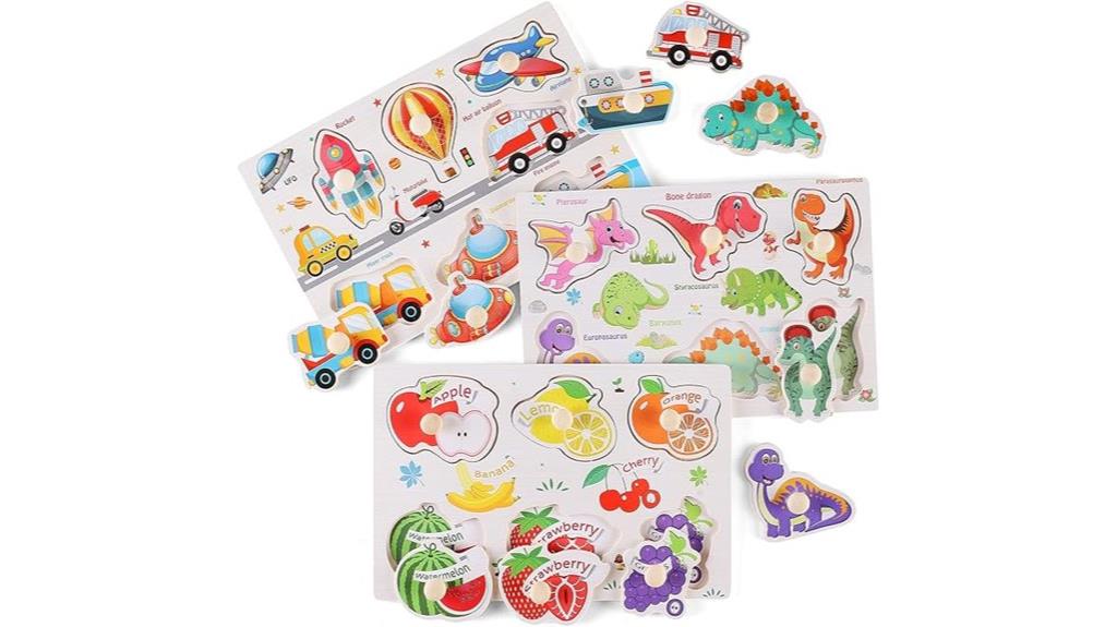 wooden toddler puzzle set