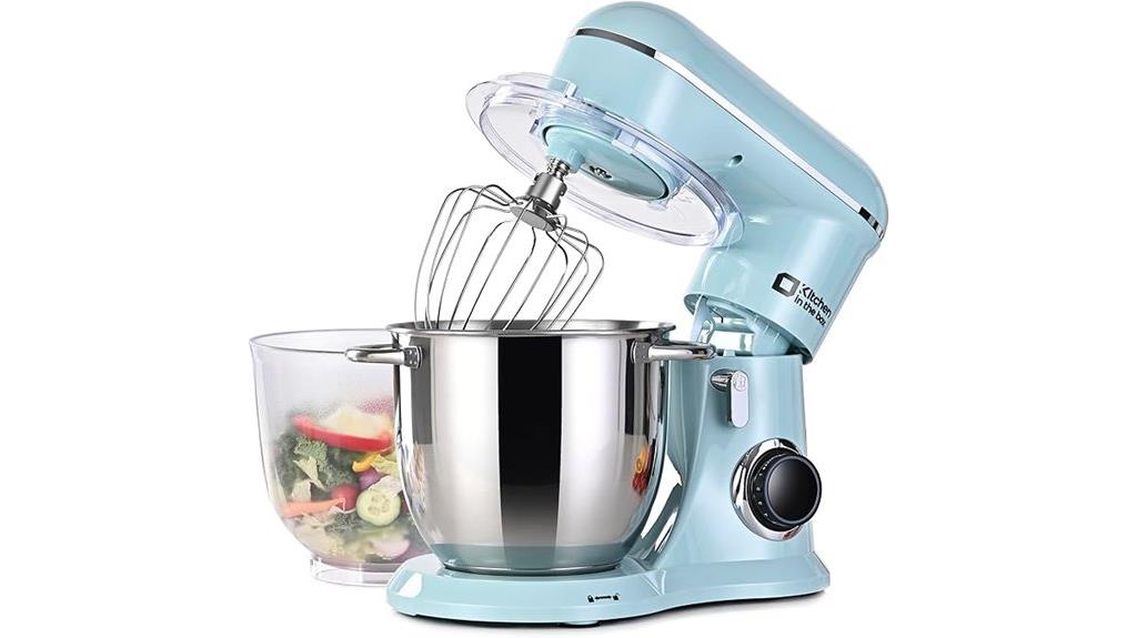blue kitchen stand mixer