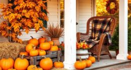 autumn porch pumpkin decorations