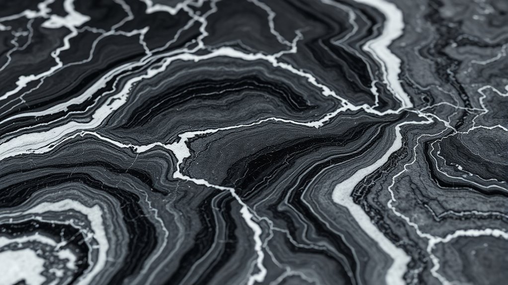 dramatic veined stone countertops