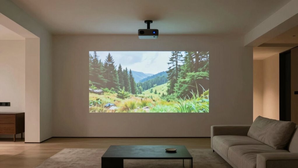 minimalist projector living room setup