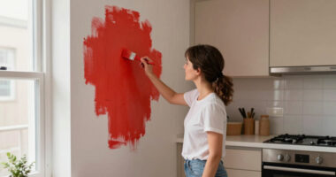 This Renter Gave Her Tiny, Bland Kitchen A Bold Red Makeover