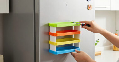 She Put A 5-Tier Bookshelf On Her Fridge, And It Created Storage Out Of Thin Air